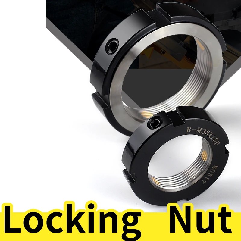 R33-50 1Pcs  R type radial precision lock nut screw rod round nut anti-return anti-loosening lock bearing bar fast anti-skid