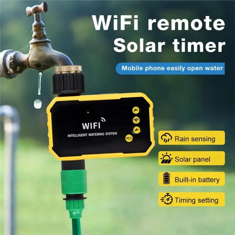 A53Q-Solar Powered Wifi Intelligent Irrigation Controller 1/2 Zone Auto Watering Timer Garden Lawn Water Saving