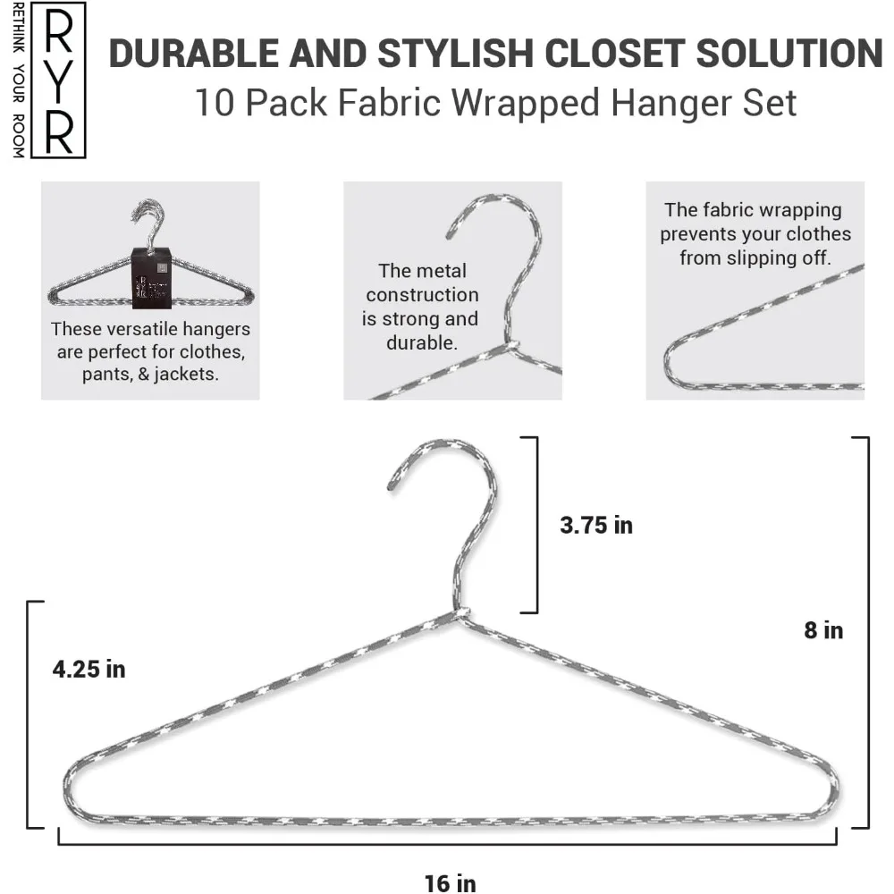 Set di 60 grucce salvaspazio in tessuto e metallo, antiscivolo per pantaloni e cappotti, essenziali per l'organizzazione della stanza, durevoli e larghi