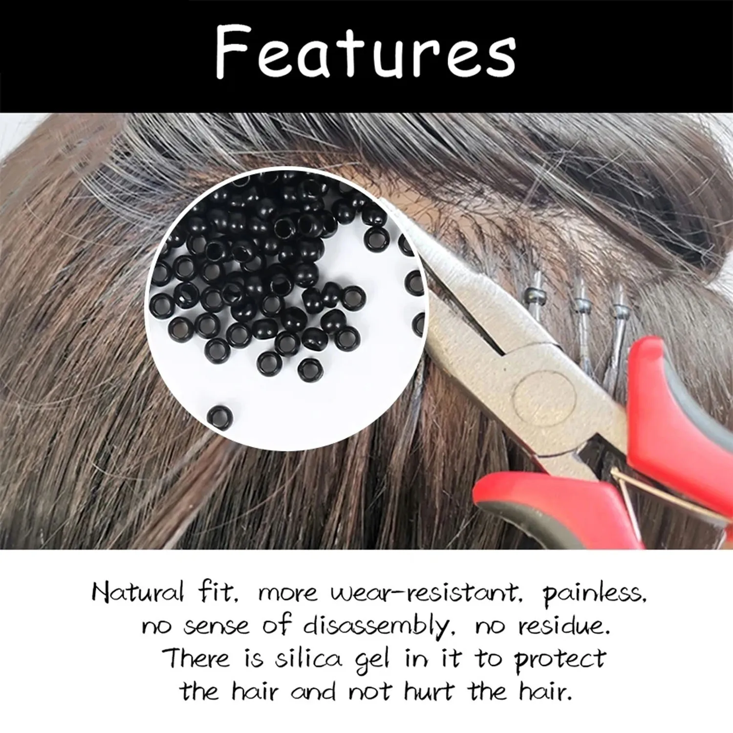 500개 가장 작은 나노 실리콘 링 나노 실리콘 링크 나노 헤어 익스텐션용 마이크로 실리콘 링 8가지 색상 옵션