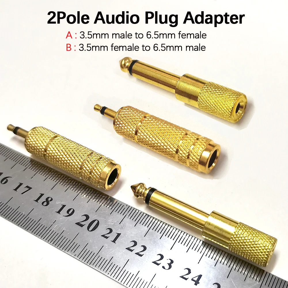 5PCS 3.5mm to 6.5mm 6.35mm 1/4 Inch Male Female Mono Audio Adapter Jack Plug Converter for Microphone Guitar Amplifier Headphone