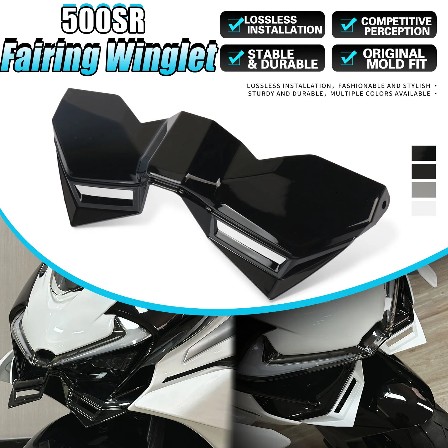For CFMOTO CF MOTO 500SR 500 SR Motorcycle Front Fairing Winglet Downforce Spoiler Aerodynamic Beak Nose Cone Extension Cowl