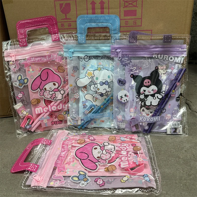 Sanrio Kuromi Melody Cinnamoroll портативная Подарочная сумка для канцелярских принадлежностей Красивая Милая линейка для блокнота ластик женский комбинированный подарок
