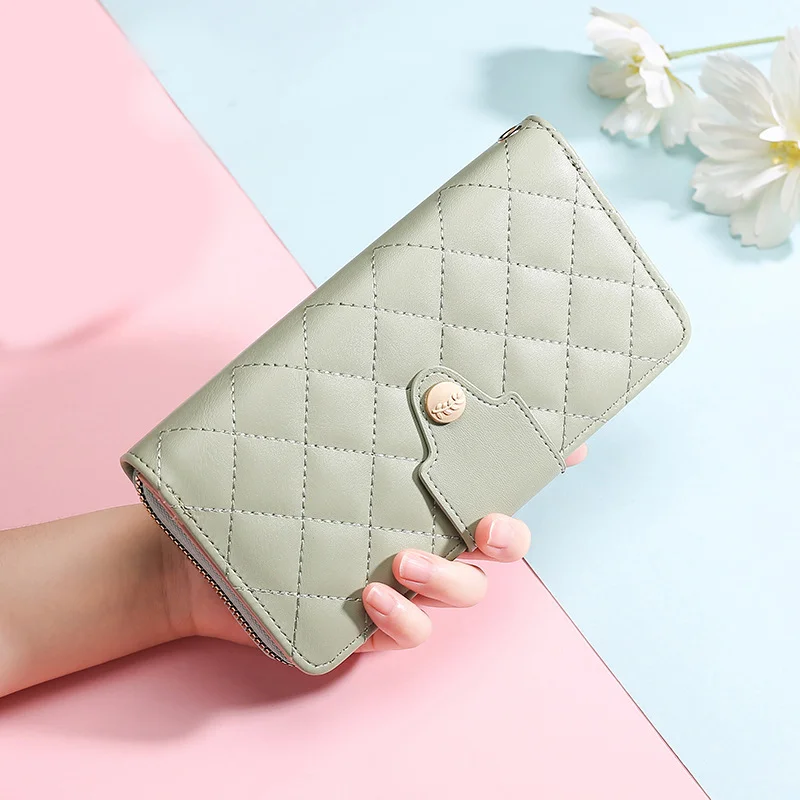 

Long PU Leather Clutch Bag Women Wallet Multifunctional Large Capacity Female Wallet Buckle Zipper Fashion Casual Purse