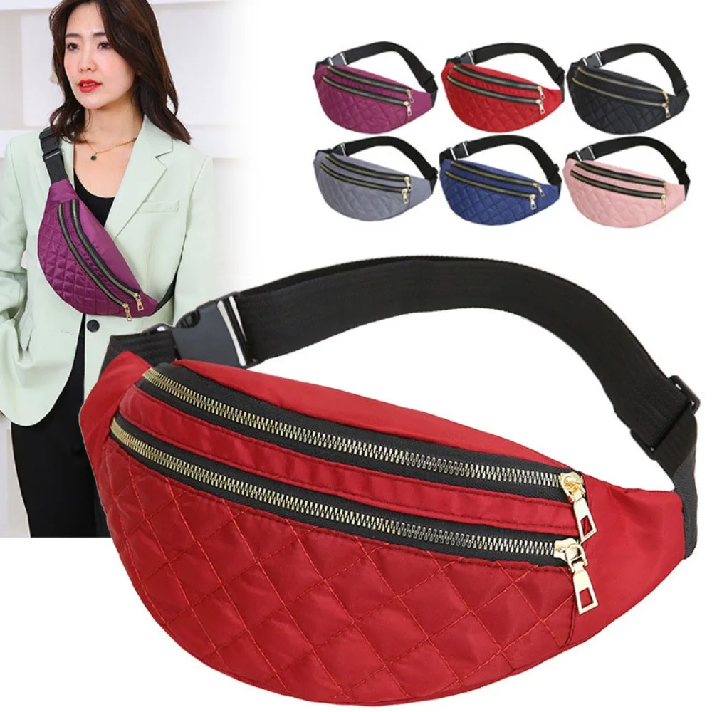 Waterproof Waist Bag Fashion Motion Checkered Casual Chest Handbag Purse Oxford Fanny Bag Outdoors