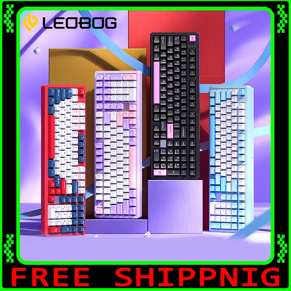 

LEOBOG Hi98 клавиатура механическая игровая проводная алюминиевая клавиатура колпачки для клавиш из ПБТ 101 клавиш RGB PC/FR4 позиционирующая пластина для аксессуаров для ПК