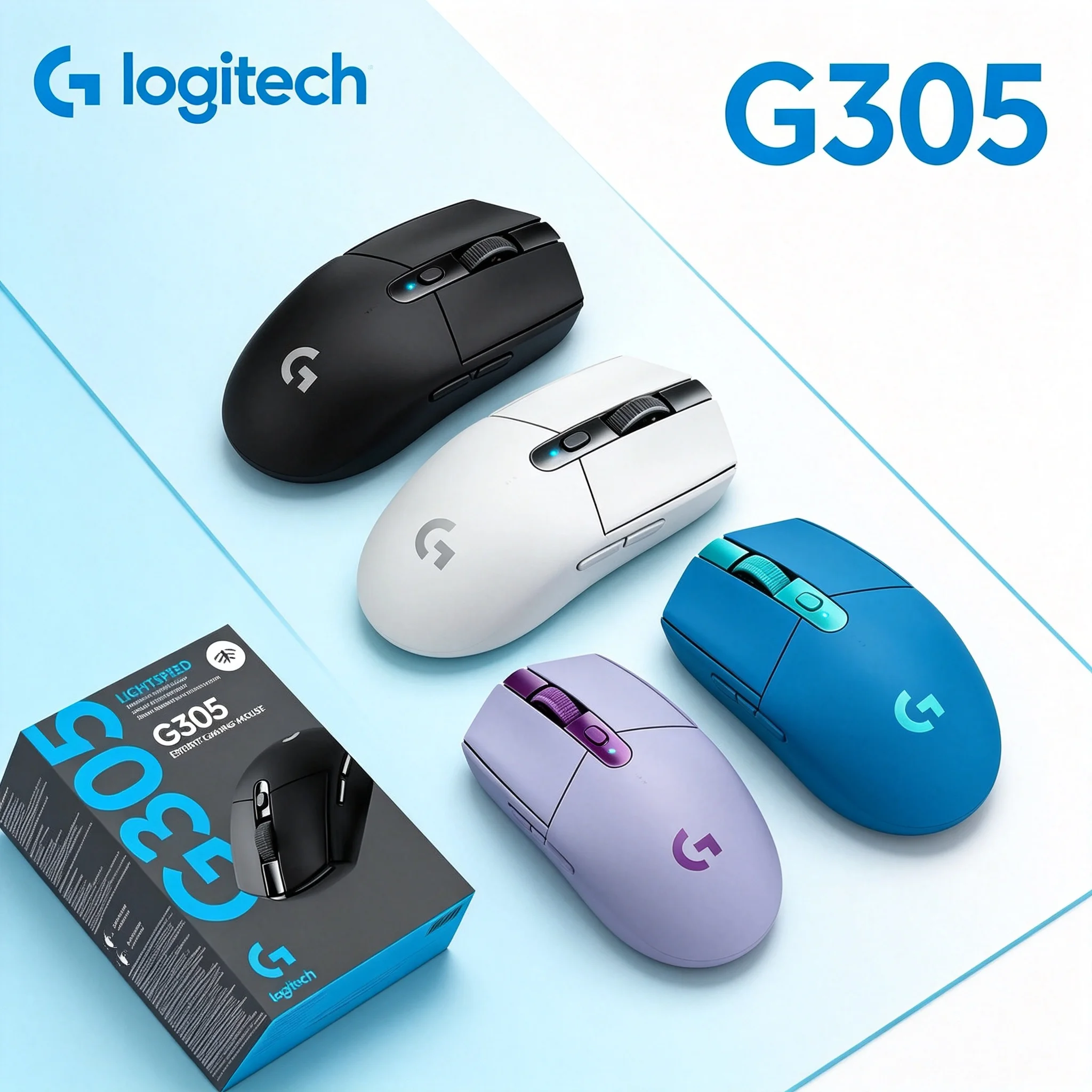 Logitech G305 LIGHTSPEED Wireless Gaming Mouse, 12000 DPI HERO Sensor, 250 Hours Battery Life 6 Programmable Buttons Gaming Mice
