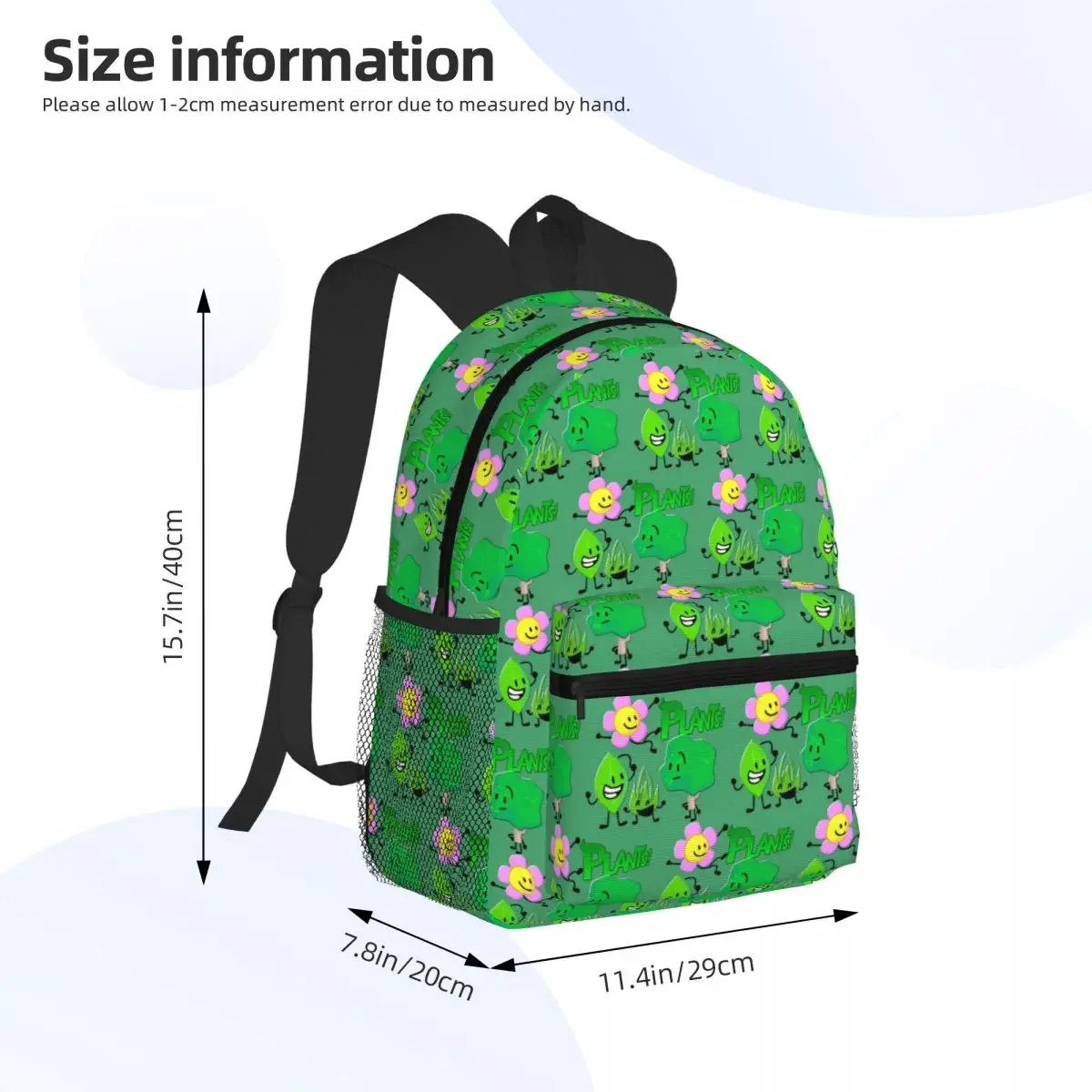BFDI Plant Characters Student Backpack School Bag Hiking Travel Daypack for Boys Girls Fashion Bookbag Shoulder Bags