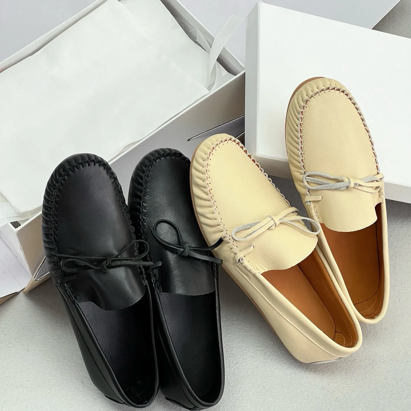 Dave&di Minimalist Women's Shoes Bow Tie Flat Bean Shoes Women's Slip On Loafers Casual Woman Shoes Shoes For Woman Loafers 2026
