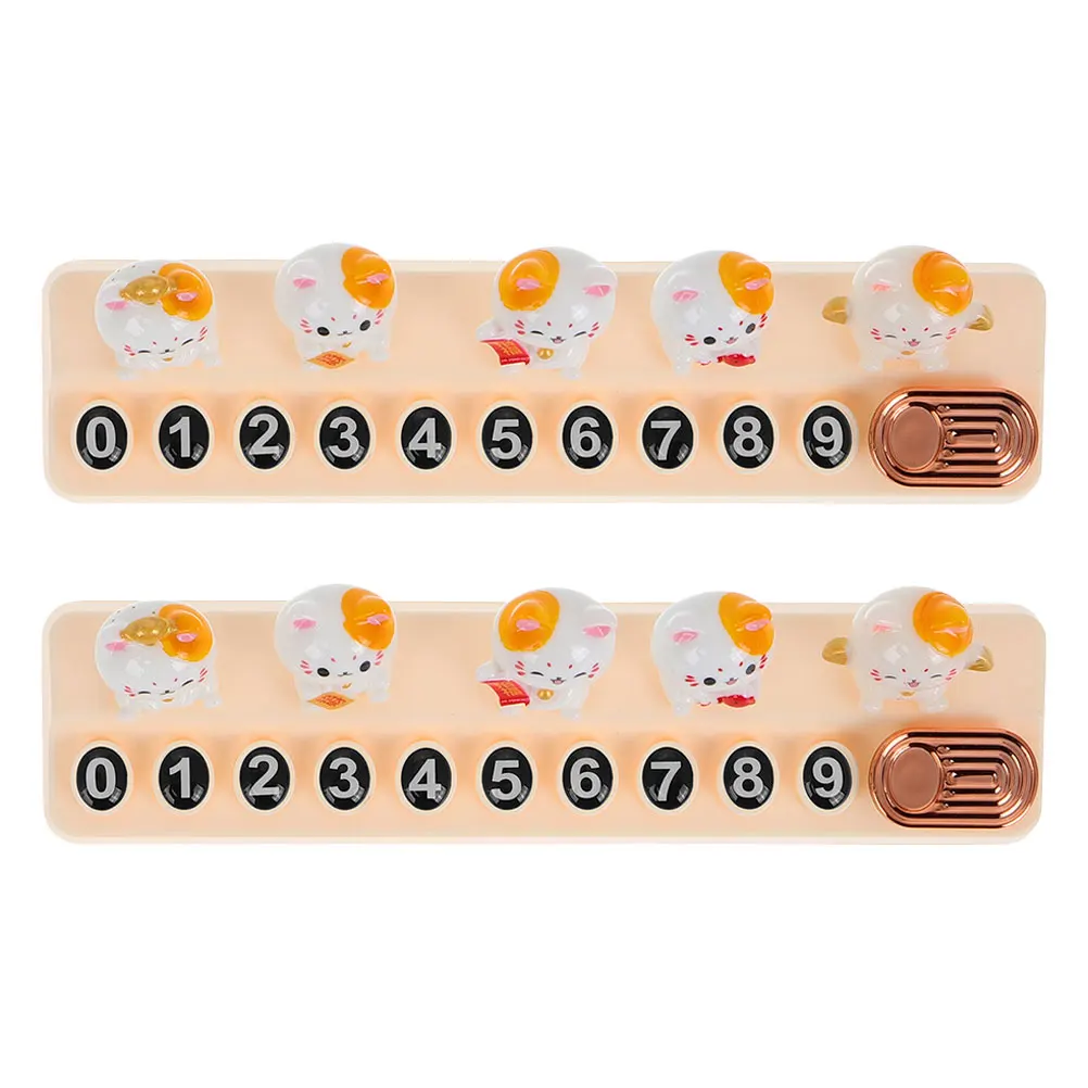 

2Pcs Car Parking Sign Lucky Cat Temporary Plates Phone Holder Concealed Design Sturdy Material Auto Accessories Vehicle