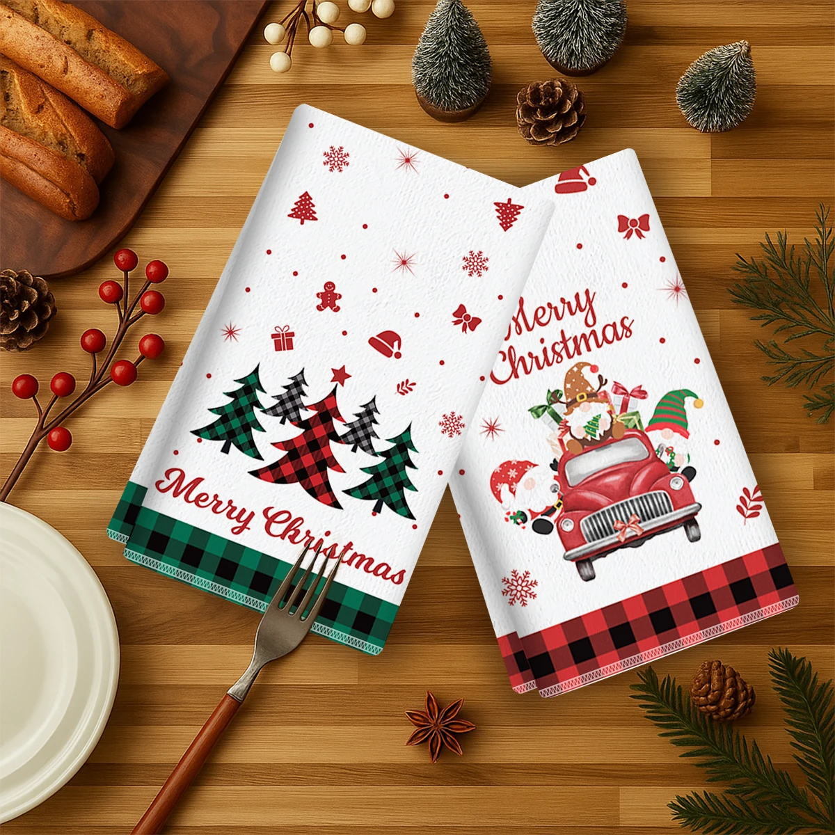 2 قطعة مناشف المطبخ عيد الميلاد عيد ميلاد سعيد الطرف الديكور 2025 عيد الميلاد سانتا كلوز منشفة أطباق نافيداد ناتال السنة الجديدة هدية 2026