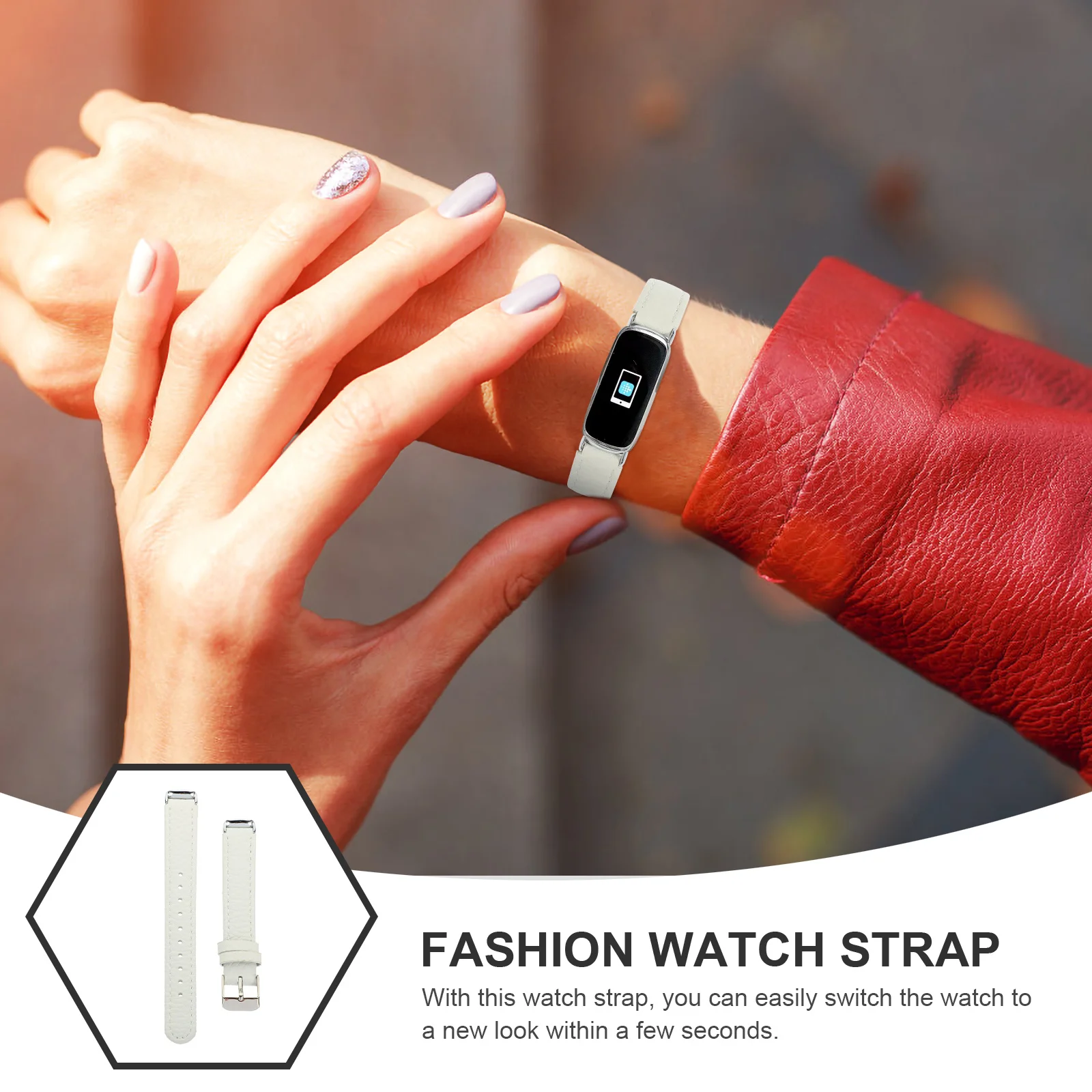 

Litchi Grain Watch Strap Replaceable Multi-Use Watchband Comfortable Wristband Compatible Watch