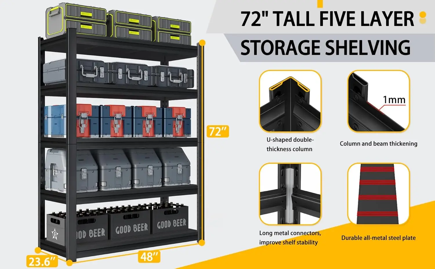 5 Adjustable Levels Garage Shelving Units and Storage，Storage Rack for Garage Organazation.1PCS…