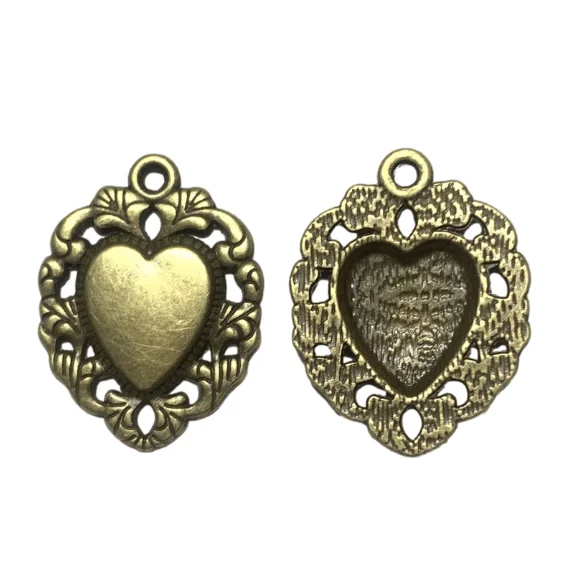 6pcs 34x26mm antique bronze heart Pendant Charms HWH0120 for jewelry making