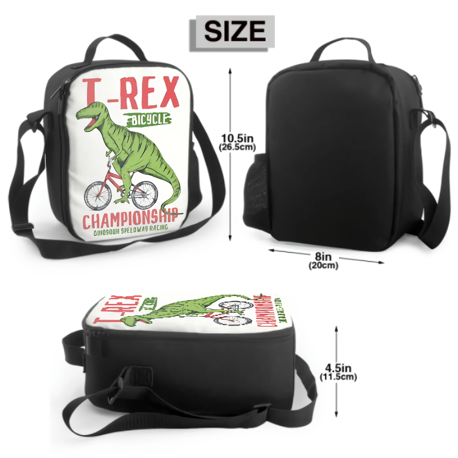 3D Dinosaur Illustration Insulated Lunch Box borsa termica divertente Dinosaur Bicycle Lunch Container per Office School Picnic Travel