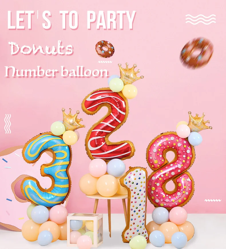 40 ''Rose Donuts palloncini Foil di grandi numeri palloncino ad elio digitale Baby Shower Party decorazione di compleanno palloncini di buon compleanno