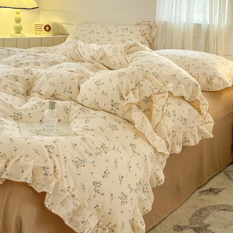 Bonenjoy Lace Duvet Cover Printed Home Quilts Cover Ruffles Comforter Covers Adults Kids Room Bedding (Pillowcase Need Order)