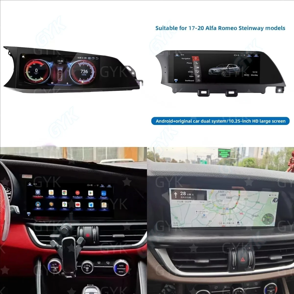For Alfa Romeo Giulia Stelvio 2015-2021 Android Carplay Car Radio Multimedia Player Automobile Bluetooth WIFI 4G GPS Navi Stereo