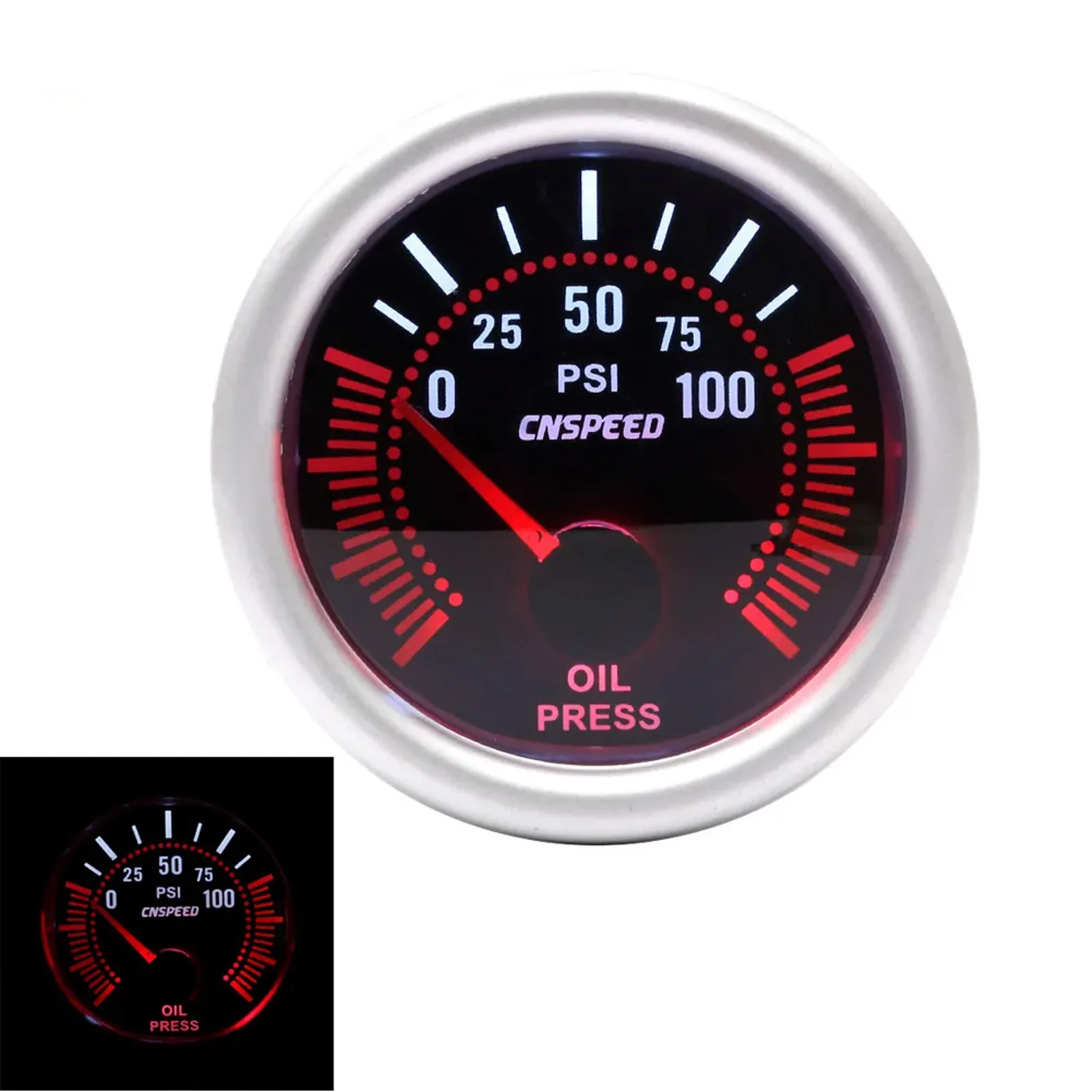 

Car Auto Oil Pressure Gauge 0~100 PSI 2" 52mm Universal White LED Smoke Len 12V Oil Press Meter with Sensor 1/8NPT YC101314