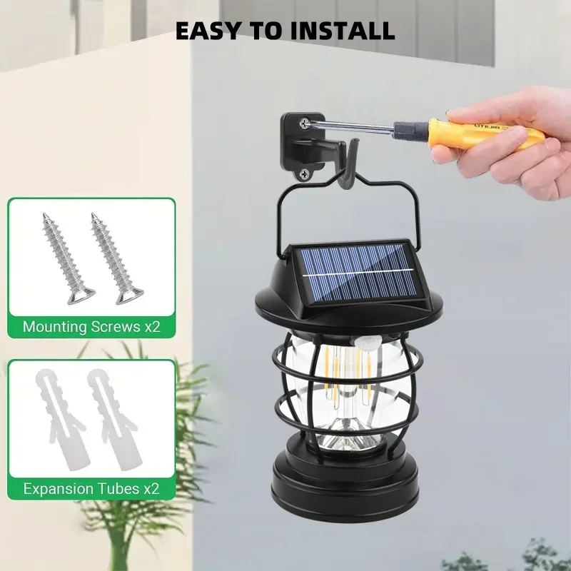 Solar Handheld Vintage Camping Lantern, Retro USB recarregável, Pendurado Tent Lantern para Adventure Trip, Noite caminhadas lâmpada de pesca