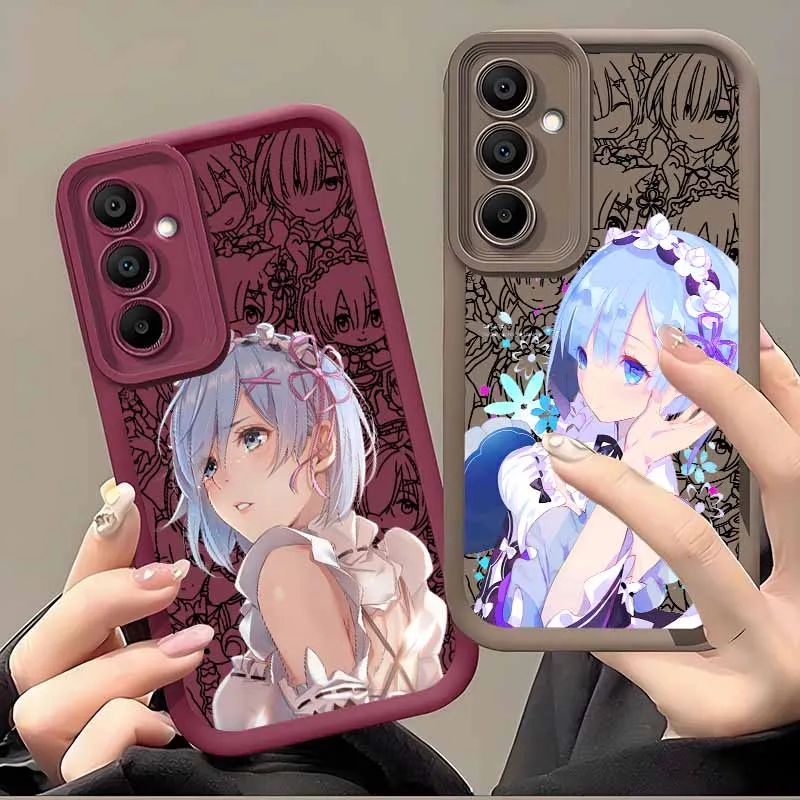 Coque de téléphone en silicone Indifferently Cute Rem pour Samsung A73 A72 A71 A57 A56 A55 A54 A53 A52 A37 A36 A34 A32 A31 A25 A23 A17