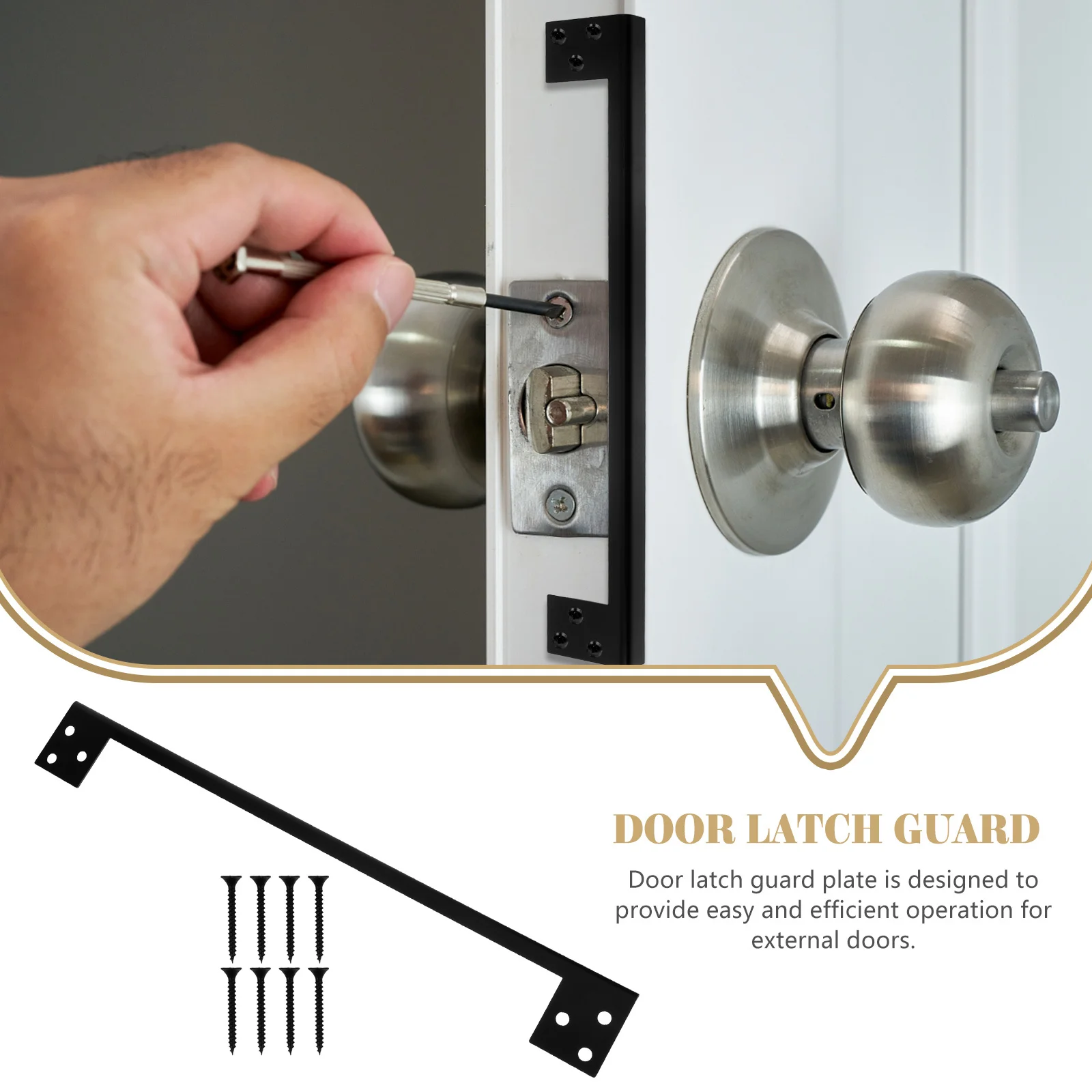 Robust Door Latch Guard for Outswing Doors Metal Reinforcement Plate Prevents Forced Entry Door Latch Guard Plate