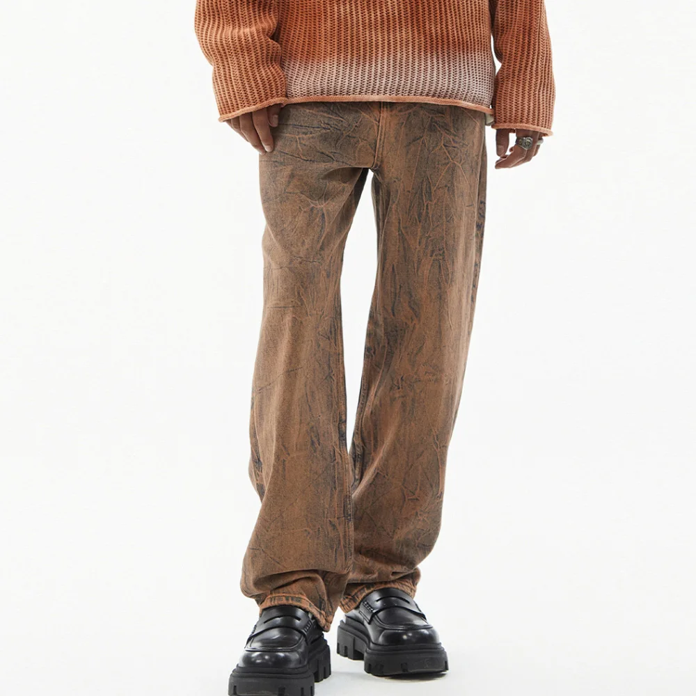

Vintage Old Jeans Men Streetwear Fashion Hip Hop Loose Casual Straight Denim Baggy Jeans Pants Cowboy Jeans Trousers