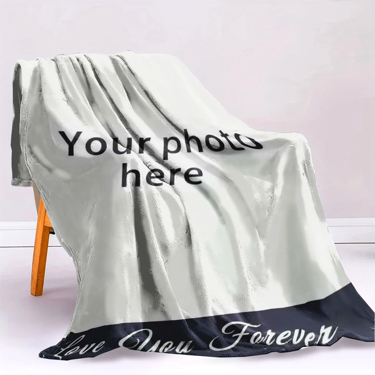 Customized Personalized Winter Thick Flannel Blanket with Your Photo Soft Warm Cozy Multi-Purpose for Sofa Bed Office Nap Car Tr