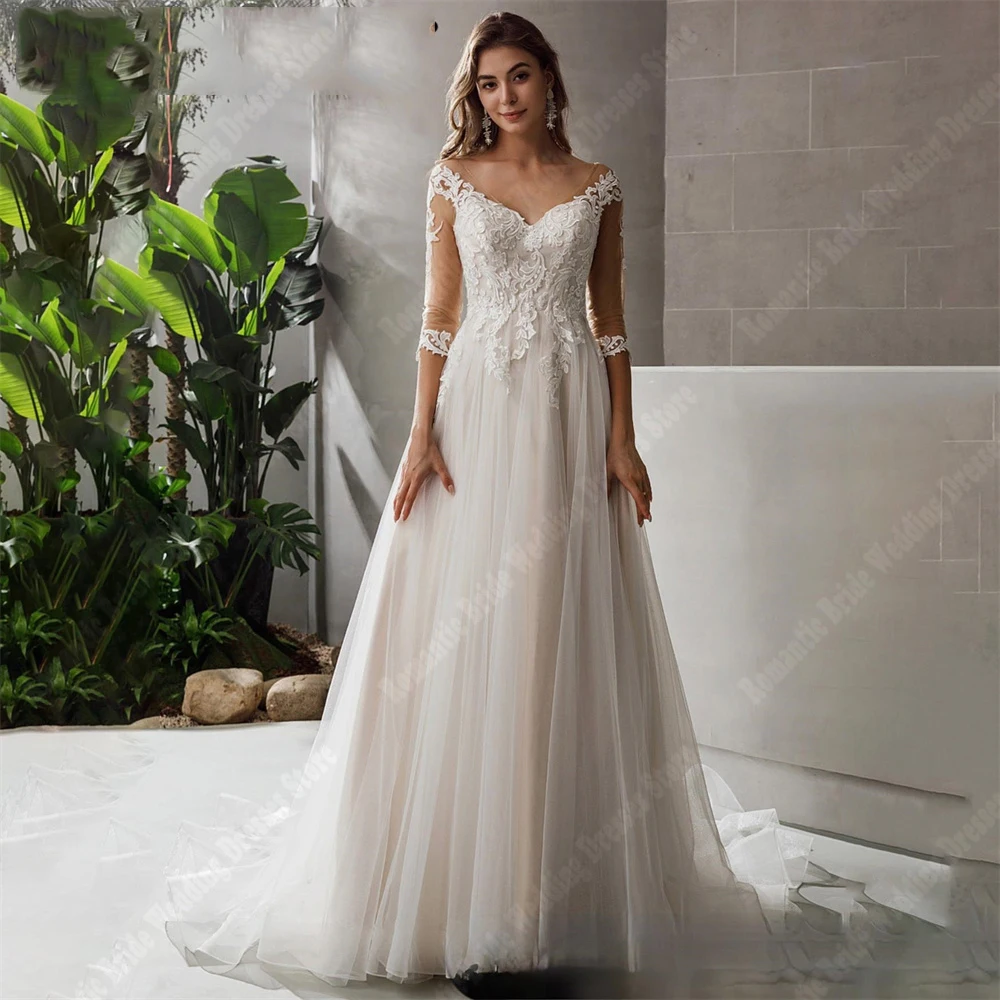 Elegant Off The Shoulder Women Wedding Dresses Sexy A-Line V-Neck Princess Bridal Gowns Engagement Gathering Vestidos De Novias