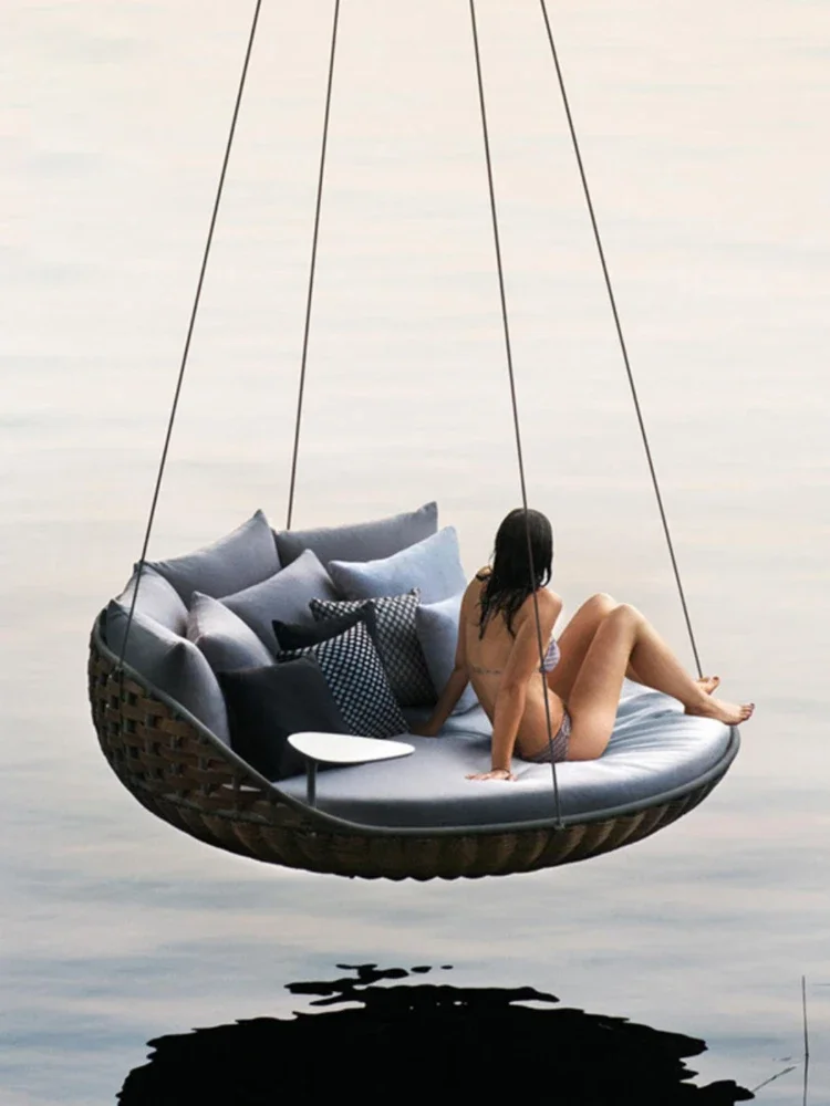 Hanging bed, outdoor rattan weaving swing, outdoor hanging swing chair