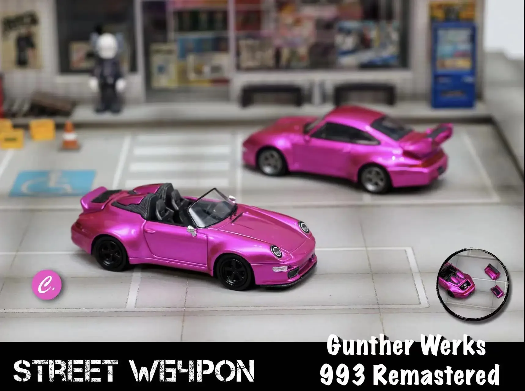 **Pré-encomenda **SW 1:64 Gunther Werks 993 Remasterizado Rosa/Noite Escura Roxo Diecast Model Car