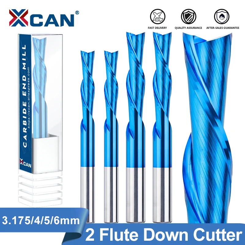 XCAN 2 frez trzpieniowy 3.175-12mm chwyt lewy frez spiralny z węglików spiekanych do cięcia aluminium frez CNC