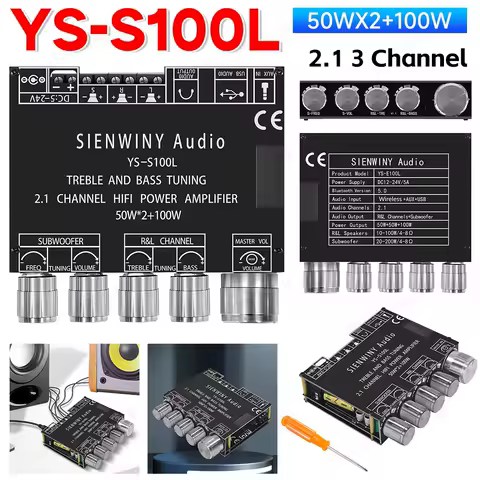 YS-S100L 50W*2+100W Subwoofer Amplifier Board 2.1 3 Channel CS8673E Bluetooth 5.1 DIY Home Audio Stereo Subwoofer Amplifier Boar