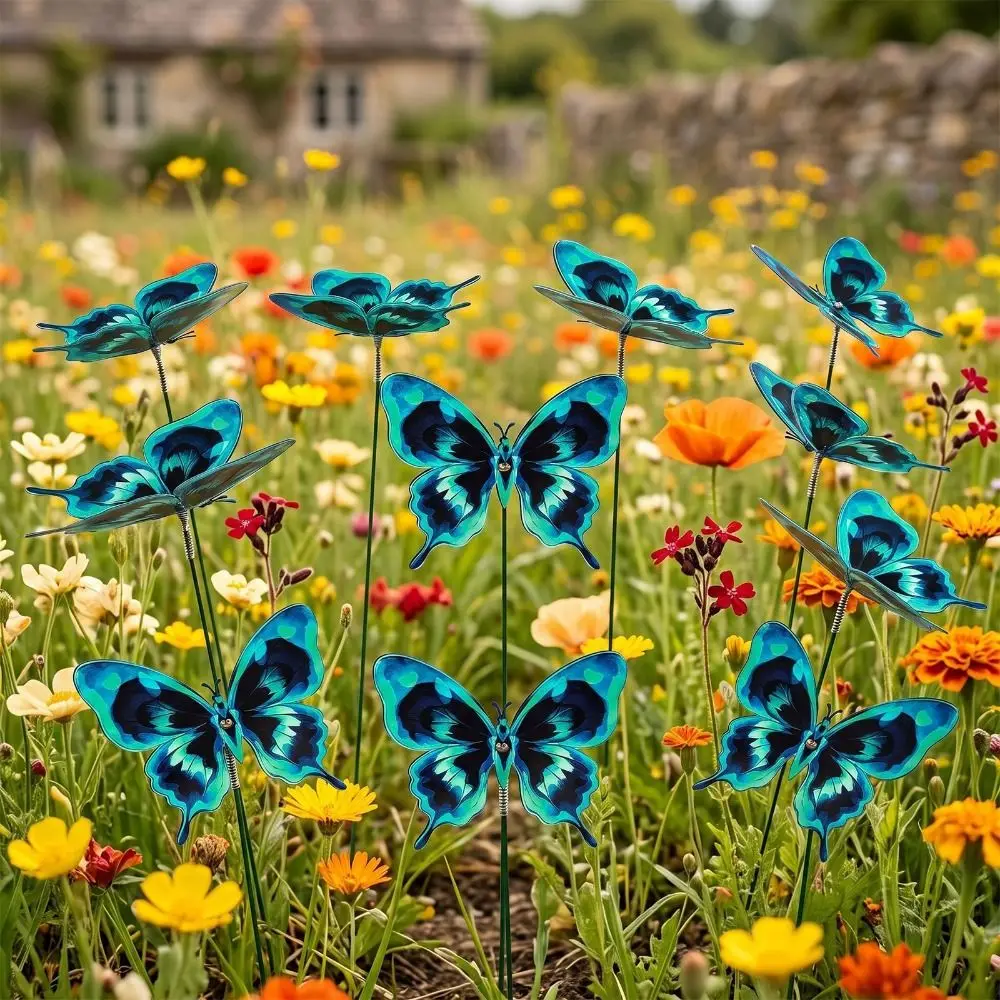 12PCS Multicolor Butterfly Garden Stakes 3D Butterfly Landscape Decoration Flower Pot Stakes Photo Props Indoor Outdoor