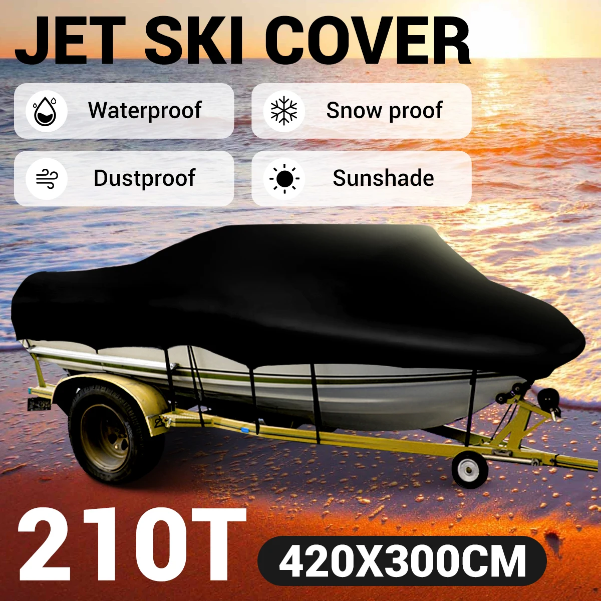 210T Waterproof Dustproof Sunscreen Jet Ski Watercraft Boat Cover Protector For Yamaha WaveRunner EXR Sea Doo