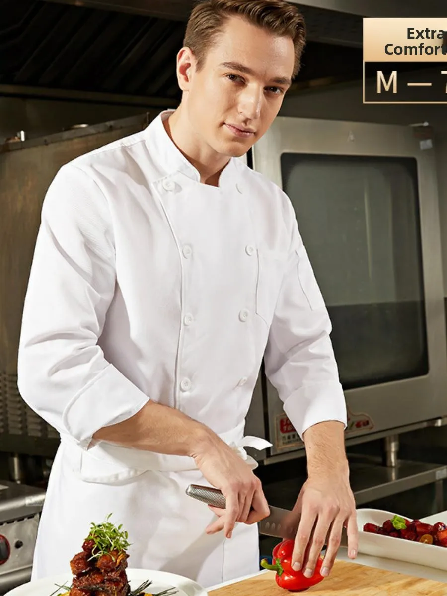 

Мужская униформа для поваров больших размеров для ресторанов, отелей, столовых, ресторанов с горячими блюдами, из смесового хлопка, влагоотводящая