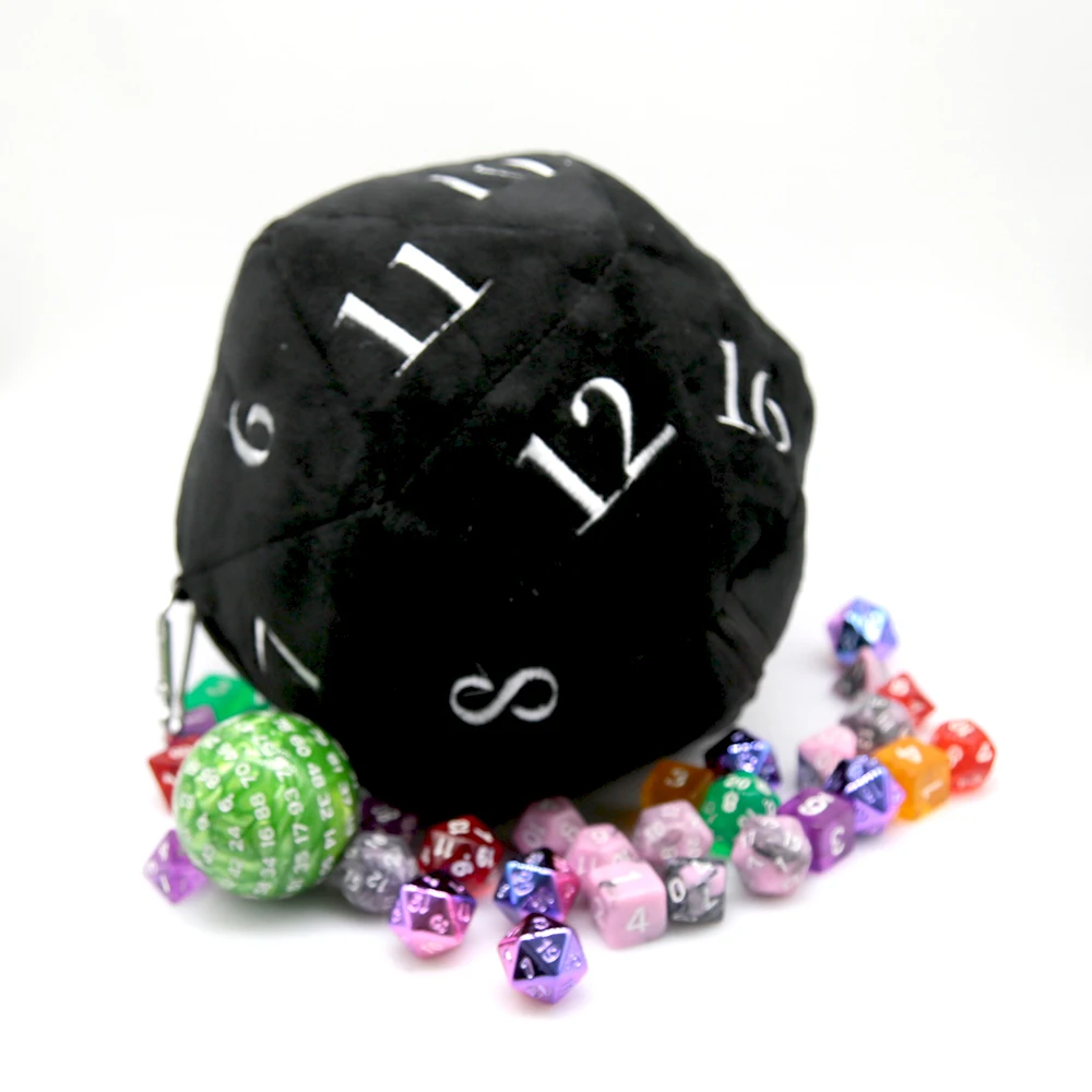 أكياس النرد المخملية DND كبيرة مع جيوب D20 حقيبة تخزين النرد المنفوشة لنردات ألعاب الزنزانة والتنينات #5