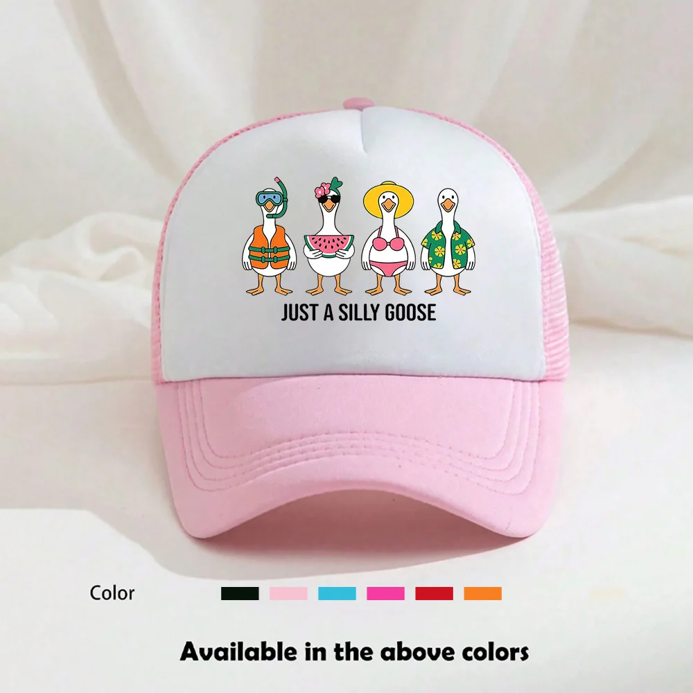 1pc Adjustable Snapback Cap with Goose - Breathable Mesh Hat Suitable for Outdoor Graduation, Christmas Teacher' Day