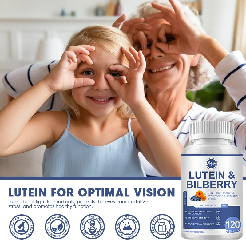 Minch Eyes Vitamins Lutein Capsules Zeaxanthin & Bilberry Extract Supports Eye Strain Dry Eyes and Vision Health Lutein Mixture