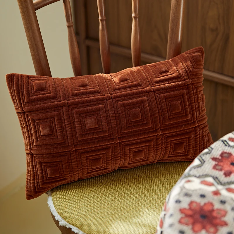 Burgundy Red Pillows Retro Flora Cushion Case Luxury European 30x50 Decorative Pillow Cover For Sofa Chair Home Decorations