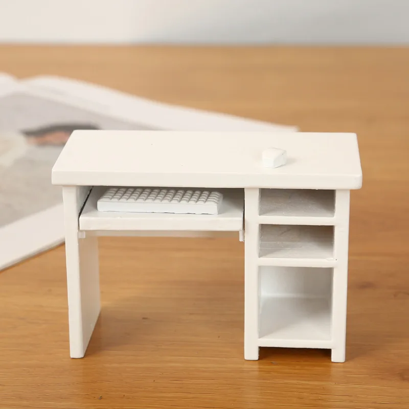 1:12 Miniaturowa Scena Ozdoba Symulacja Mebli Biurko/Krzesełko Komputerowe Mini Artykuły Domowe Dekoracje Akcesoria do Domku dla Lalek