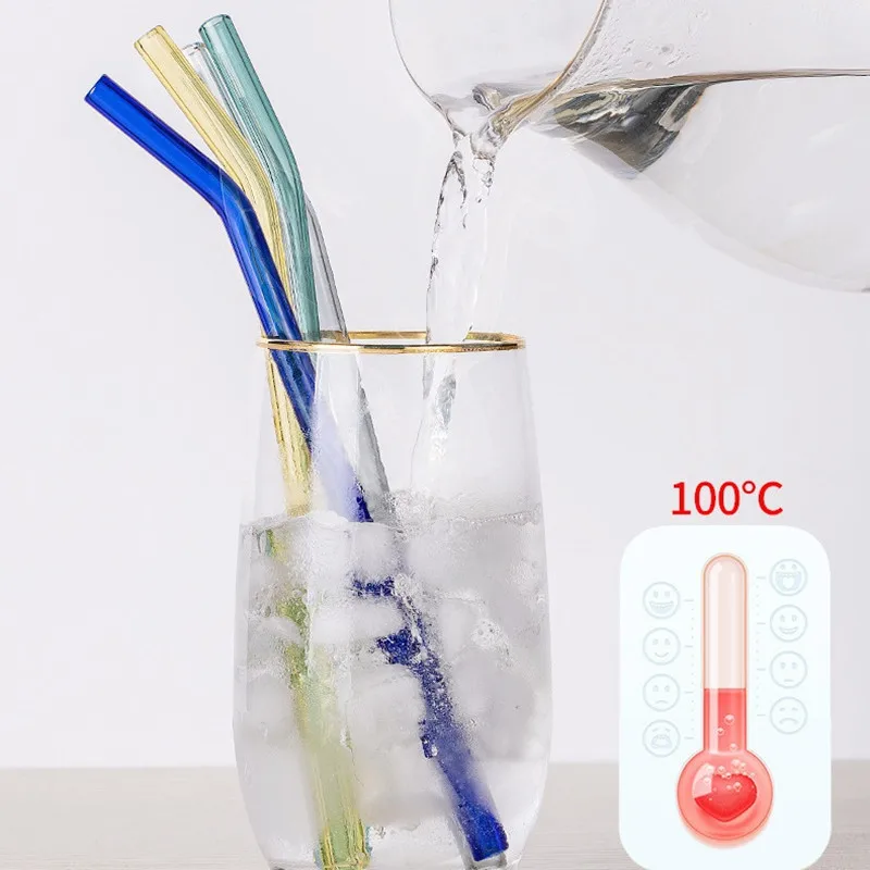 8-pack 4 Bent 4 Straight Reusable Glass Straw 8\