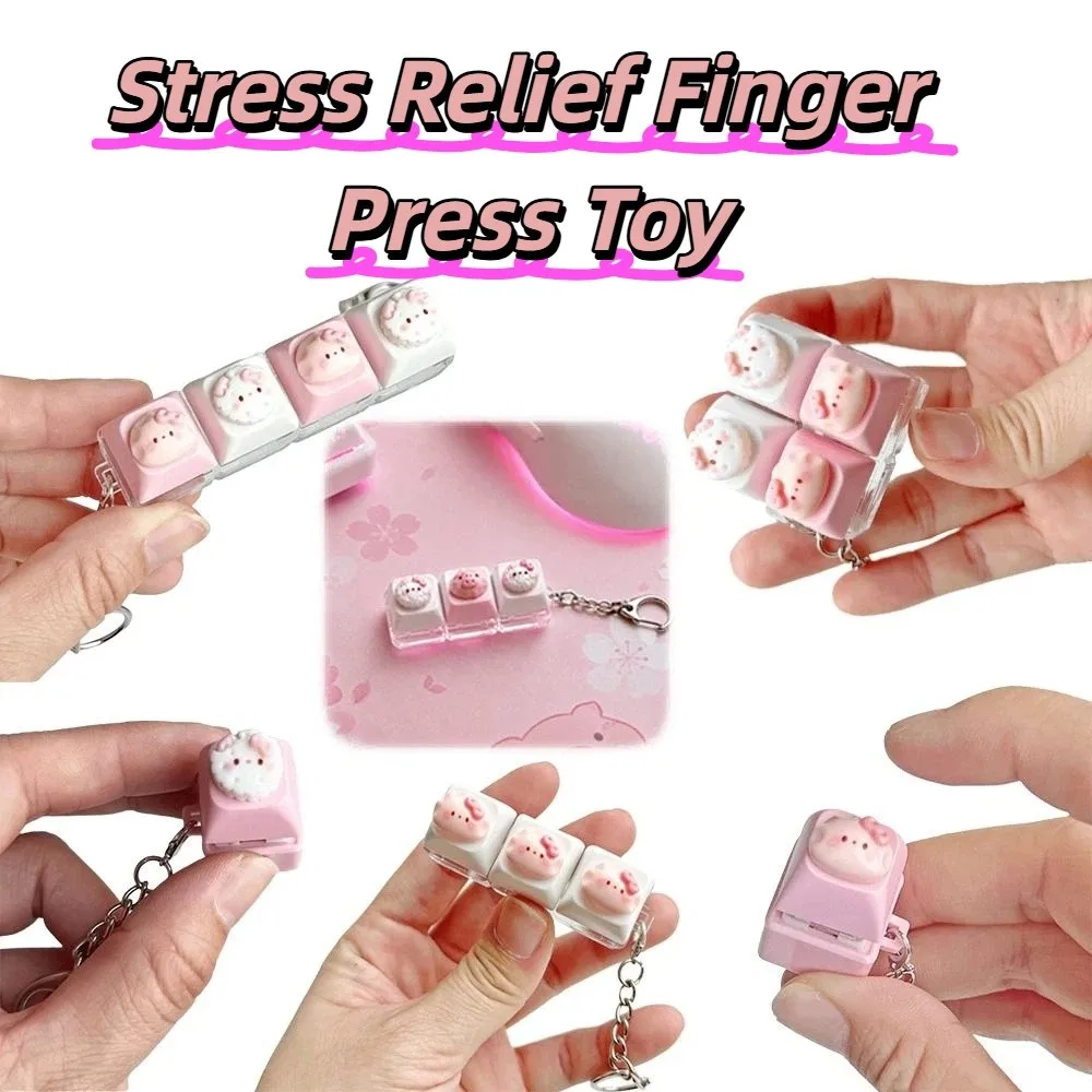 Mini Size Fidget Switch Tester Keychain Kawaii Cat Shape Portable Design Stress Relief Finger Press Texture Mechanical Switch