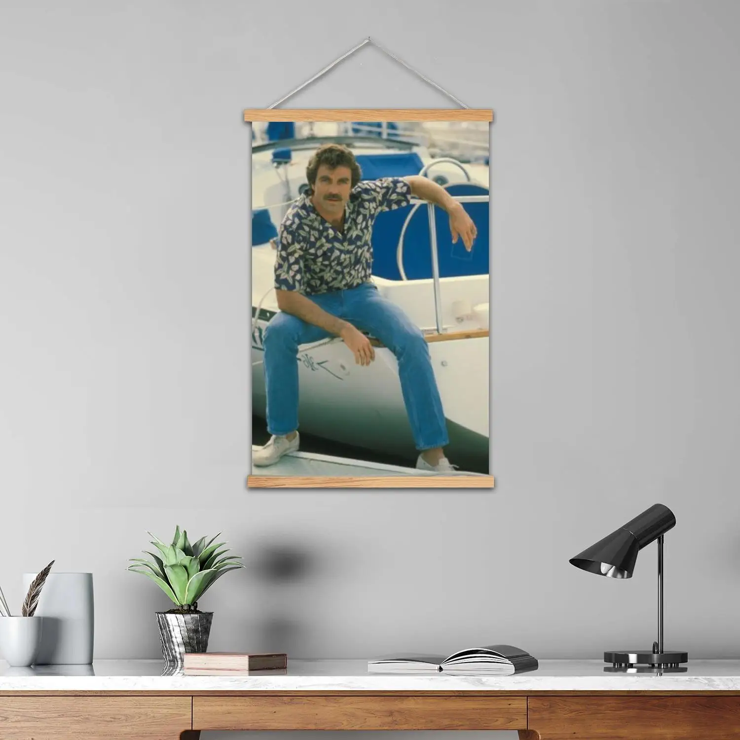 توم سيليك الممثل مؤطرة جدار اللوحة قماش ملصق فني وفن الحائط، الأسرة الحديثة، ديكور غرفة النوم، اللوحة الزخرفية