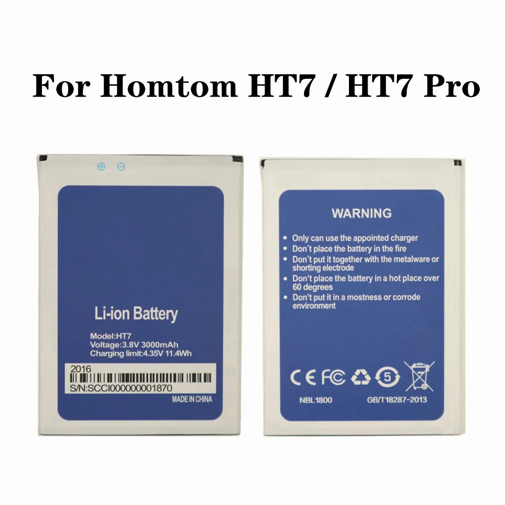 High Quality 3000mAh HT7 Phone Battery HT 7 For Homtom HT7 / HT7 Pro Smartphone Batteries bateria In Stock + Tracking Number