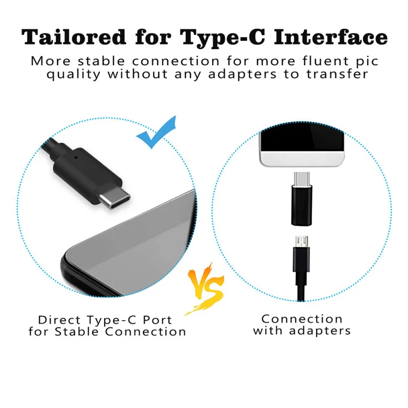 Kamera endoskop USB tipe-c 7.0mm terbaru, kamera Android PC 2m inspeksi ular fleksibel, kamera Borescope dengan 6LEDs dapat diatur