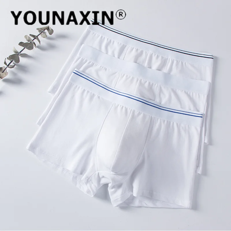

3Pcs Men Boxers Shorts White Underwear Cotton Knickers Boy Panties Homme Underpants Undies Undershorts Big Size L XL 2XL 3XL 4XL