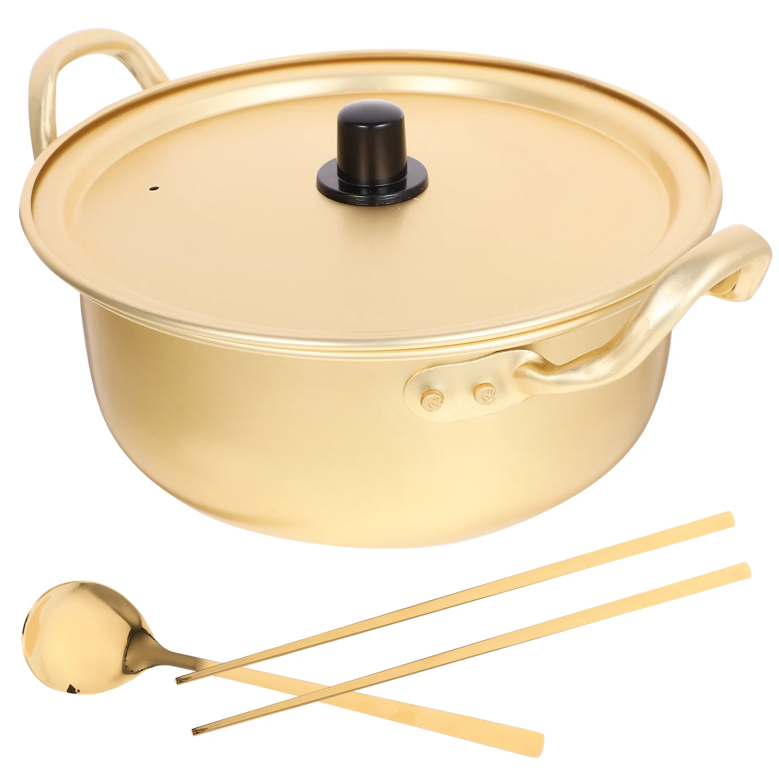 

Metal Seafood Pot Instant Noodle Chopsticks Saucepan with Lid Aluminum Shabu Hot Small