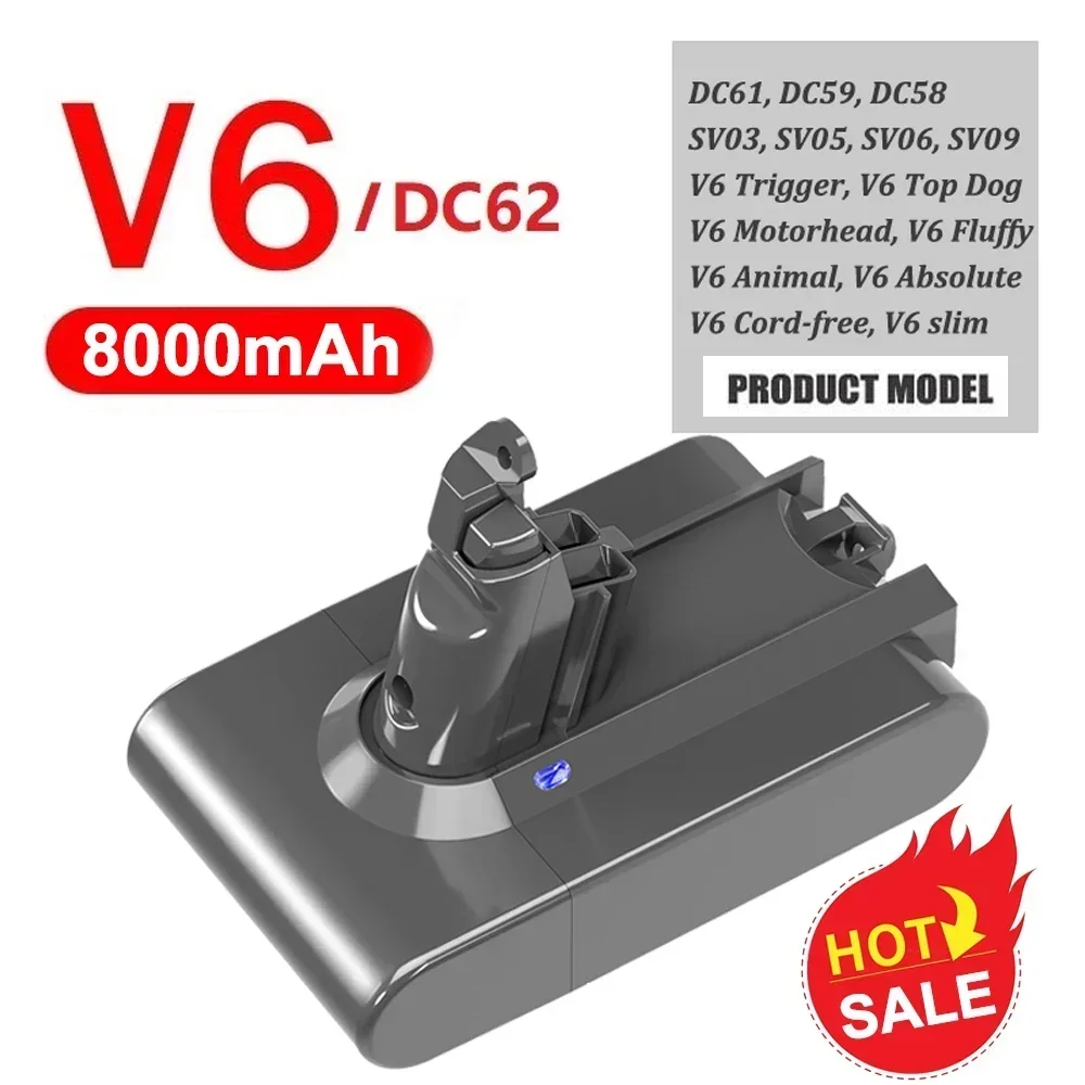 

DC62 21.6V 6000mah/8000mAh Replacement Battery for Dyson V6 V8 Absolute Handheld Vacuum Cleaner For Dyson V8 SV10 Battery