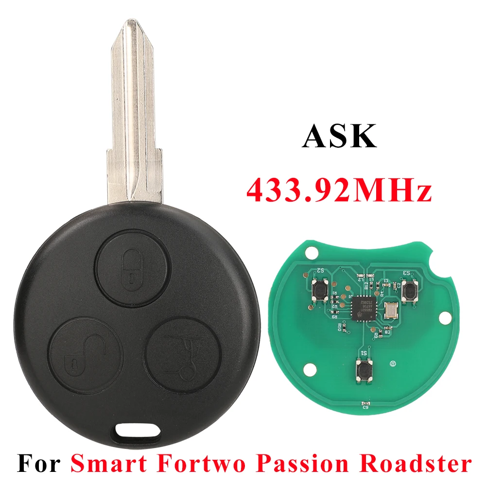 Jingyuqin 5 stücke 3 Taste Remote Auto Schlüssel Für Mercedes Benz Smart Key Fortwo 450 Forfour Roadster Chiave 433MHz fernbedienung Auto Schlüssel Fob